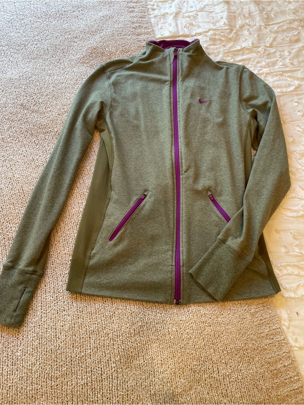 Nike Dri-Fit Green & Purple Zip-Up Jacket - size medium